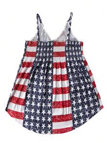 Plus Women's 4th Of July Contrasting Striped Tank Top - Red - View 4