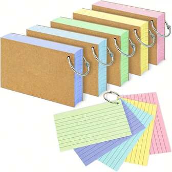 500 דפים של כרטיסי אינדקס צבעוניים עם כריכה קלה בלולאה - דו צדדיים, הערות שורות ידידותיות לעין, איכותיות ועמידות בפני קמטים לכרטיסי למידה, משימות משרדיות ופרויקטים בית ספריים, ציוד משרדי | כרטיסי אינדקס בצבע פסטל | נייר איכותי