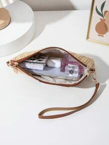 轻便、休闲、简约女士手拿包，适合大学、户外、旅行、郊游、便携式单肩包，适合女孩、白领，适合工作、返校、度假、夏季时尚度假包沙滩包 - 棕色 - 查看 7