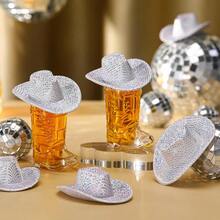 20 Pcs 1 Oz Silver Mini Cowboy Boot Shot Glasses Mini Cowgirl Hat Tiny Space Cowboy Hat Boot Shot For Dollhouse Decor Silver - 1oz - View 2