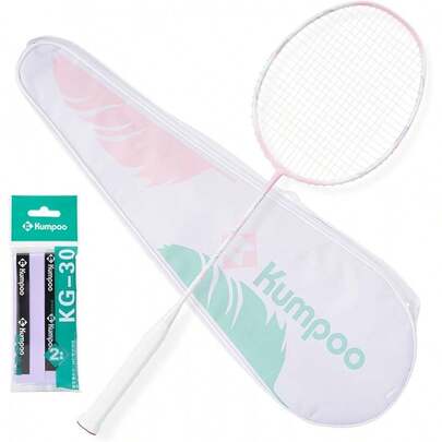 KUMPOO Raqueta Badminton Profesional, 5U-77grams Raqueta de Bádminton Ligera Hecha de Fibra de Carbón, Juego de Raqueta de Bádminton con Cinta para Empuñadura y Bolsa de Cubierta, YULING+LIULI