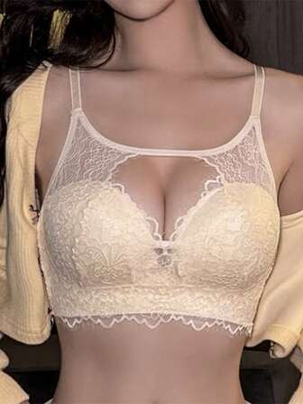 Women Sexy Lace Backless Wireless Push Up Bra For Small Bust [For Flat Chest]