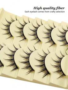 Asiteo 5 Pairs Spiky Manga Lashes - Anime Cosplay False Eyelashes, Natural Lashes, Eye Style, Reusable, Beginner-Friendly, Spiky Lash Design Reusable Lashes - Lông mi mắt mèo - Xem 11