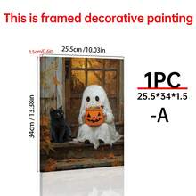 1 件鬼魂和黑猫与万圣节糖果海报、异想天开的万圣节墙壁艺术、可爱的幽灵门廊场景、秋季装饰印刷、帆布墙壁艺术、房间装饰美学、家居装饰、房间海报、房间装饰用品、浴室装饰。 - 1pc - 查看 18