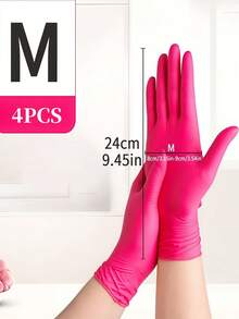 深粉色一次性丁腈手套，防水、耐用、轻便，适用于家庭清洁、宠物护理、染发，无铅无酒精（S/M/L码），多用途清洁手套，时尚清洁手套，厨房用户专用 - 彩色 - 查看 18