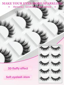 NAIJEMA 5 Pairs 3D Thick False Eyelashes, Multi-Layered Fluffier And Natural Look, Soft Curly And Dramatic Lashes, Reusable For Daily Makeup And Party Occasions - Black - View 5