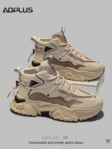 AoPlus Men's Work Boots, High Top British Casual Outdoor Shoes - Màu Khaki - Xem 1