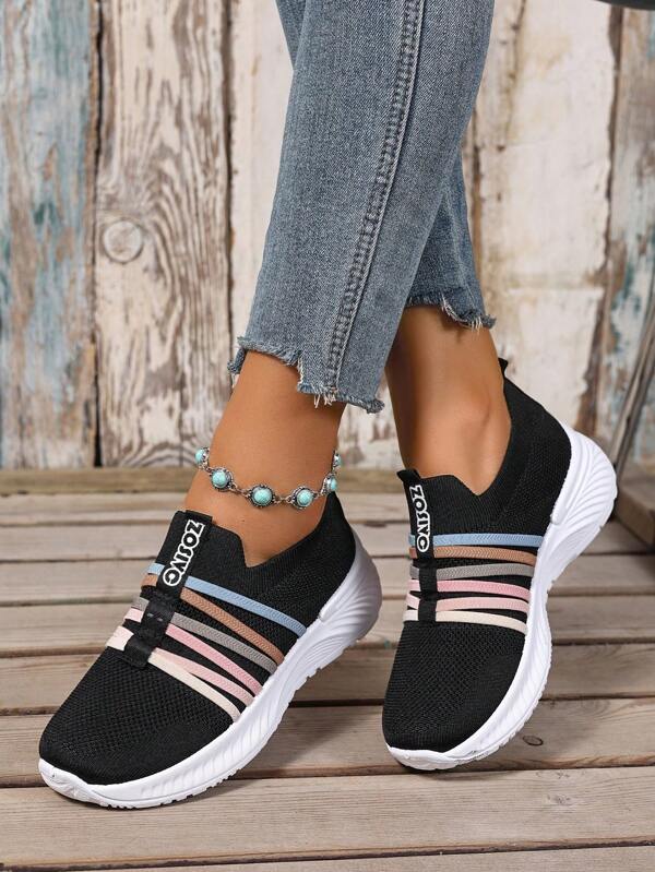 1 Pair Solid Color Contrast Random Stripe Print Casual Preppy College Party Sports Commute Vacation Outdoor Fashion Western Style Fabric Side Stripe Letter Mesh Patchwork Drawstring Hollow Quilted Texture Crossing Casual Athletic Beach Party Wedding College Vacation Office Outdoor Home Gym All Season Breathable Non-Slip Durable Lightweight Slip-On Flat Running Hiking Sneakers Plus Size Canvas Shoes