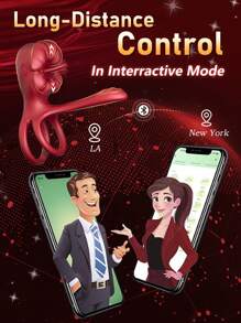 Adult Sex Toys Vibrator, Vibrating Penis Sleeve Cock Ring With Full Lips Tongue Clitoral Stimulator, APP Penis Ring Couples Pleasure Sex Toys For Men Women, Mouth Tongue Licking Penis Ring Vibrator For G Spot Stimulation, Male Female Couples Sex Toys
