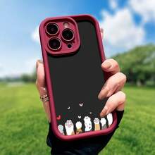 Cute Animal Paw Print Themed Phone Case Designed With Adorable Heart Patterns Compatible With IPhone 16 15 14 13 12 And 11 Pro Models And Made Of TPU Protective Material Perfect For Pet Lovers Family Friends Young People Birthdays Holidays And Valentine's Day Gifts - Burgundy - View 1
