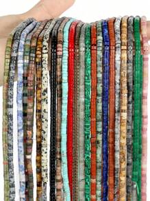 Pierres naturelles de 4x2 mm - Howlite, Agate, Quartz, Jaspe. Perles en forme de cylindre tube pour la fabrication artisanale de bracelets, colliers et accessoires de bijouterie DIY pour femmes