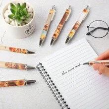 8 pezzi Penne retrattili con stampe di mucche delle Highlands carini, punta media, corpo in plastica, forniture decorative per scuola e ufficio, cancelleria con illustrazioni colorate | Disegno giocoso, forniture scolastiche, ritorno a scuola