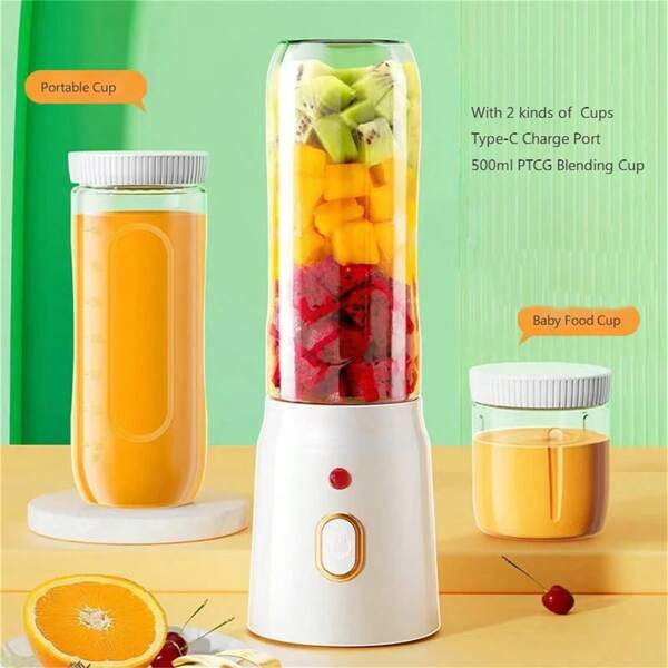 1pc Rechargeable 1500mAh Handheld Juicer Blender, Portable Fruit Juice Maker With 10 Blade Blades, Mini Smoothie Mixer
