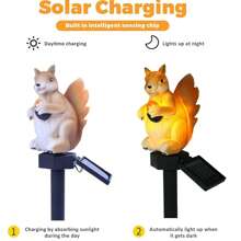 Solarbeleuchtung in Eichhörnchen-Form, Solarlampe für den Outdoor-Garten, Solarleuchte für den Außenbereich, Solarleuchte für den Hof, Außen-Rasenbeleuch-tung, geeignet für Garten, Rasen, Blumenbeet, Hof, Einfahrt und Wegdekoration, dekorative Strohlampe