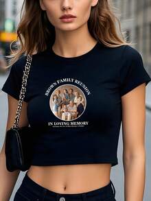 Áo thun cá nhân hóa, áo crop top, giảm béo, thường ngày. Tải thiết kế của bạn lên và tạo áo thun cá nhân hóa theo yêu cầu. - màu đen - Xem 2