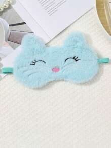 Cute Cartoon Cat Design Plush Sleep Eye Mask, Fashionable
