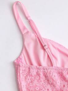 D&M 性感细肩带露背荷叶边蕾丝女士派对晚礼服（重绣版）、礼服、正式、婚礼宾客 - 粉色 - 查看 7