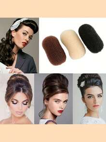 DIY时尚蓬松刘海垫，蜂窝发夹造型工具，黑色发夹，蓬松海绵垫增高垫，蓬松发垫造型插入工具，DIY丸子头女士发饰 - 彩色 - 查看 4