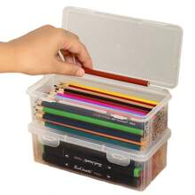 1 pièce Grande boîte de rangement de articles de papeterie transparente, porte-crayons de couleur, stylos aquarelle, porte-pinceau de peinture, sac à crayons pour dessin d'étudiant, organisateur de fournitures de bureau, retour à l'école, fournitures scolaires, trousse à crayons, sac d'école