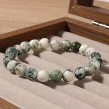 1 pieza Pulsera de jade real para mujeres, cuentas verdes genuinas, joyería de la suerte, regalos de Navidad para esposa, Día de los Abuelos de nieto y nieta