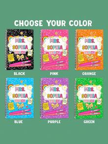Cuaderno personalizado con espiral, escala horizontal y líneas para maestros, regalo de aprecio a maestros, regalo de regreso a clases, regalo del Día del Maestro, expresión de gratitud a maestros, útiles escolares, regreso a clases, útiles escolares con dibujos animados, kawaii, personalizado, único, personalizado, trabajadores, clientes, estudiantes, para negocios/trabajo/oficina, para la escuela - Multicolor - Ver 6