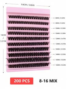 ICHICKISS 200 Pcs Eyelashes Set, 10D - 100D, D Curl, Mixed Length 8-16mm, Natural & Fluffy, 0.07mm Lightweight Reusable Lashes For Holiday And Party Lash Clusters - D - View 3