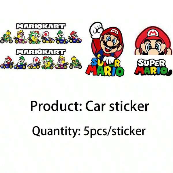 bandai 5pcs/Set Anime Car Decals Cute Cartoon Game Decorative Sticker For Electric Vehicle/Window/Glass
