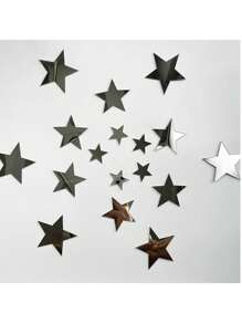 40 piezas Pegatinas de pared de espejo acrílico con forma de estrellas, pegatinas de arte con adhesivo para decoración de pared de bebé, habitación de niños, hogar, manualidades DIY