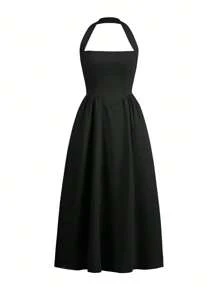 Vestido largo elegante para damas, apropiado para la primavera, el verano, citas, festivales de música, el Día de la Madre, Pascua, con cuello colgante