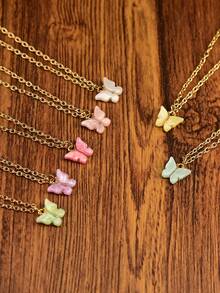 1 件甜美蝴蝶项链彩色昆虫吊坠锁骨链项链，适合日常佩戴
