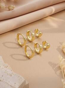 6 Peças - Brincos Dourados, Brincos Simples, Brincos Empilhados, Forma Geométrica, Textura Brilhante, Moda e Versáteis, Uso Diário, Estilo Minimalista, Design de Nicho, Requintado e Pequeno, Estilo Ins, Elegante, Acessórios, Brincos Básicos, Sensação de Alta Qualidade.
