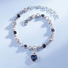 1pc European And American Fashion Ocean Heart Shaped Bracelet With Drill, Women Austrian Crystal Bracelet Jewelry Valentines,Mom,Mother,Mother's Day,Gift - Multicolor - View 9