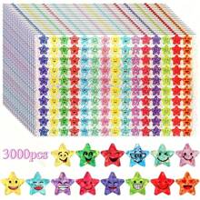 3000 Shining Star Stickers, Multiple Smiling Face Designs, 1500 Pieces Suitable For Student Rewards And Behavior Charts, Self-Adhesive Teacher Supplies