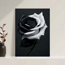 Arte de pared enmarcado con rosas en blanco y negro, póster moderno de impresión de rosas, decoración de pared de pintura, flor de campo para sala de estar, dormitorio, baño, granja, decoración del hogar, decoración creativa del hogar, pósters decorativos de alta calidad, dormitorio, gimnasio, bar, cafetería, arcade, decoración de pared de sala de estar, regalo perfecto. - Enmarcado - Ver 1