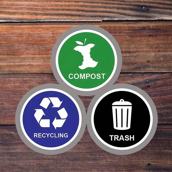 3 Packs 3-Inch Compost Recycling Trash Stickers - Waterproof Vinyl Waste Sorting Decals, Labels For Kitchen/Office Bins, Organizing, Reusable For Car, Laptop, Water Bottle, Book, Etc.,For School Supplies,Back To School