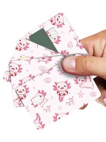 SUPSTICKER 4 件卡通粉色独角兽和可爱六边形恐龙图案信用卡贴纸，超薄双面，采用优质防水防刮 PVC 材料制成，防刮，无气泡，即撕即贴，非常适合旅行和日常通勤，5.39 * 18.6 英寸