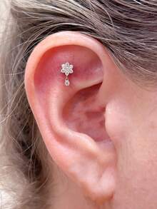 EleRunis 1 pieza Pendientes de botón de bola sin costuras de flor de plata de ley 925, adecuados para uso diario, boda, fiesta, compromiso, aniversario, Día de San Valentín y otras ocasiones - Dorado - Ver 4