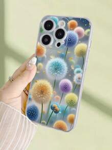 1 pieza Funda de teléfono a prueba de caídas con estampado de diente de león transparente y pintado a la moda, compatible con iPhone 16/11/16pro/16plus/16promax/16e/15Promax/13/14/12/XS/XR/7G/8P, compatible con Samsung Galaxy 11/12Pro/12/12X/13Pro/14Pro/15Pro/X3pro/, compatible con Redmi 10/9/Note9/12c/Note11pro/Note8Pro/9C/9a, funda protectora de teléfono a prueba de agua, golpes y arañazos