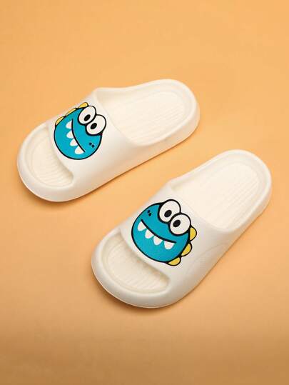 Kids Dinosaur Foam Slippers, EVA Lightweight Non-Slip Soft Bottom Comfortable Home Casual Slip On Sandals, Quick Drying, Minimalist Solid Color Thick Sole For Boys/Girls