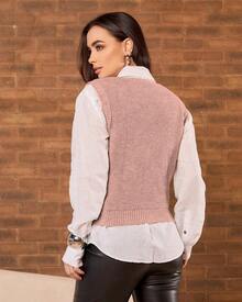 Fang Casual V-Neck Valentine's Day Knitted Sweater Vest - 查看 3