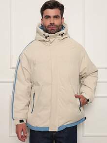 Men's Windbreaker Jacket Waterproof Mountaineering Trail Trekking Climbing Winter Lined Water Resistant Casual Lightweight Sports High Collar Removable Hood Softshell Cold Shelter Mountain Sailing Hiking Fishing - 米色 - 查看 1