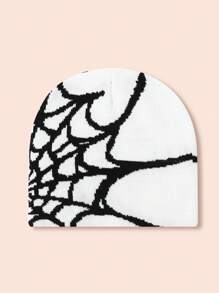 1pc Y2K Street Style Spider Web Knit Beanie Hat For Kids, Graphic Design, Suitable For Outdoor Activities In Autumn And Winter For Warmth