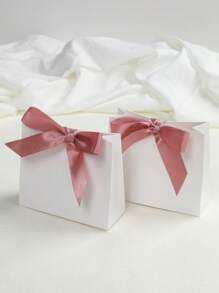 10 Stück weiße Kraftpapiertüten, weiß/gold/rote Schleifenband-Dekor Geschenktüten, Geburtstagsfest Geschenkverpackung, Hochzeitsgeschenkverpackung, Kosmetiktaschen, wiederverwendbare Geschenktüten für Geburtstag, Partys, Brautparty und Geschenke für Freunde, Geburtstagsfest-Gastgeschenke