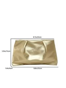 新款春夏时尚纯色手拿包，褶皱云朵钱包，休闲信封包，化妆包，旅行配件袋，内衬包，化妆包，收纳包 - 金色 - 查看 4