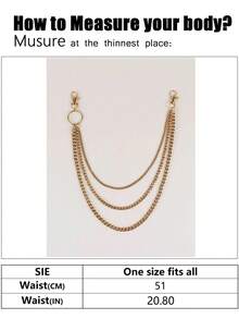 1pc Women's Fashionable Multi-Layer Tassel Hip Hop Punk Style Pant Chain, Suitable For Halloween Party Or Daily Wear - Gold - View 6