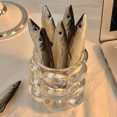 2/10 支迷人的新奇鱼形圆珠笔 - 非常适合学校、办公室和派对礼物 - 独特的海洋主题文具礼物，创意返校学生礼物，0.5 毫米黑色墨水笔芯适合学校和办公室使用 - 创意逼真的鱼形设计笔学校用品，返校