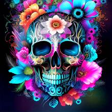 1pc [30*30cm/11.8*11.8in] [40*40cm/15.7*15.7in] 5D Acrylic Diamond Painting Kit, Skull Pattern, Suitable For Adult Beginners DIY Mosaic Diamond Art, Full Drill Handmade DIY Diamond Painting For Living Room, Bedroom, Office Wall Decor, Surprise Art Home Decor Gift For Friends And Family