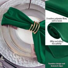 New-2025  12 Piec Satin Napkin Square 20 X 20 Inch Dinner Napkins Weddings Party Napkin Soft Table Napkins For Romantic Weddings Party Dinner Dration (Fort Green) - 綠堡 20 x 20 英寸 - 查看 3