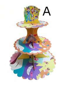 3-Tier Circular Cake Stand, Cake Stand, Birthday Decor, Suitable For Pokemon, Pikachu Cake, Family Gathering, Christmas Birthday Party Theme Decoration