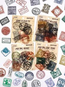 120 pezzi di adesivi della serie Old Year, con stampe in stile retrò di architettura, caratteri inglesi e altri stili, adatti per materiali fai-da-te per scrapbooking, valigie, tazze e altri adesivi impermeabili per animali domestici, forniture scolastiche, rientro a scuola